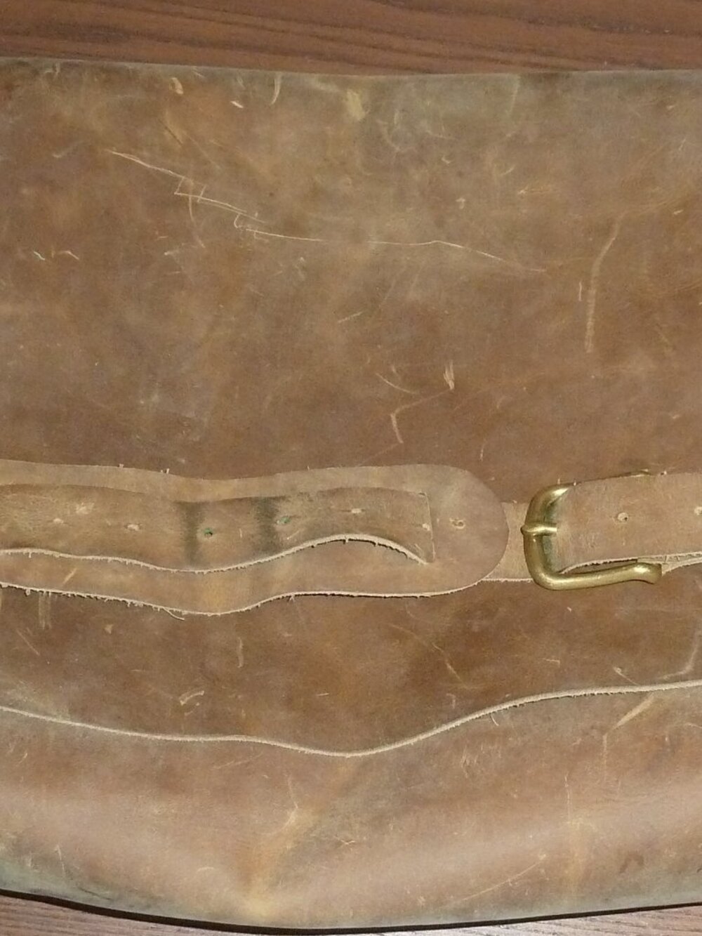 Vintage Heavy Leather Shoulder Messenger Bag Satchel Brass Fitting